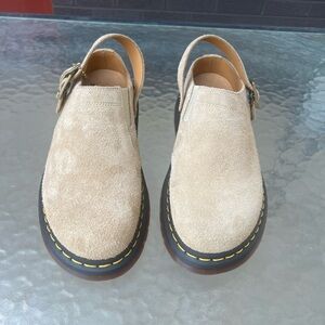 Dr. Martens Beige Suede Loafers with Buckle